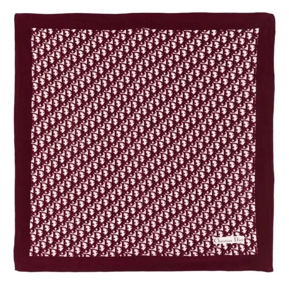 Christian Dior Burgundy Monogram silk Scarf